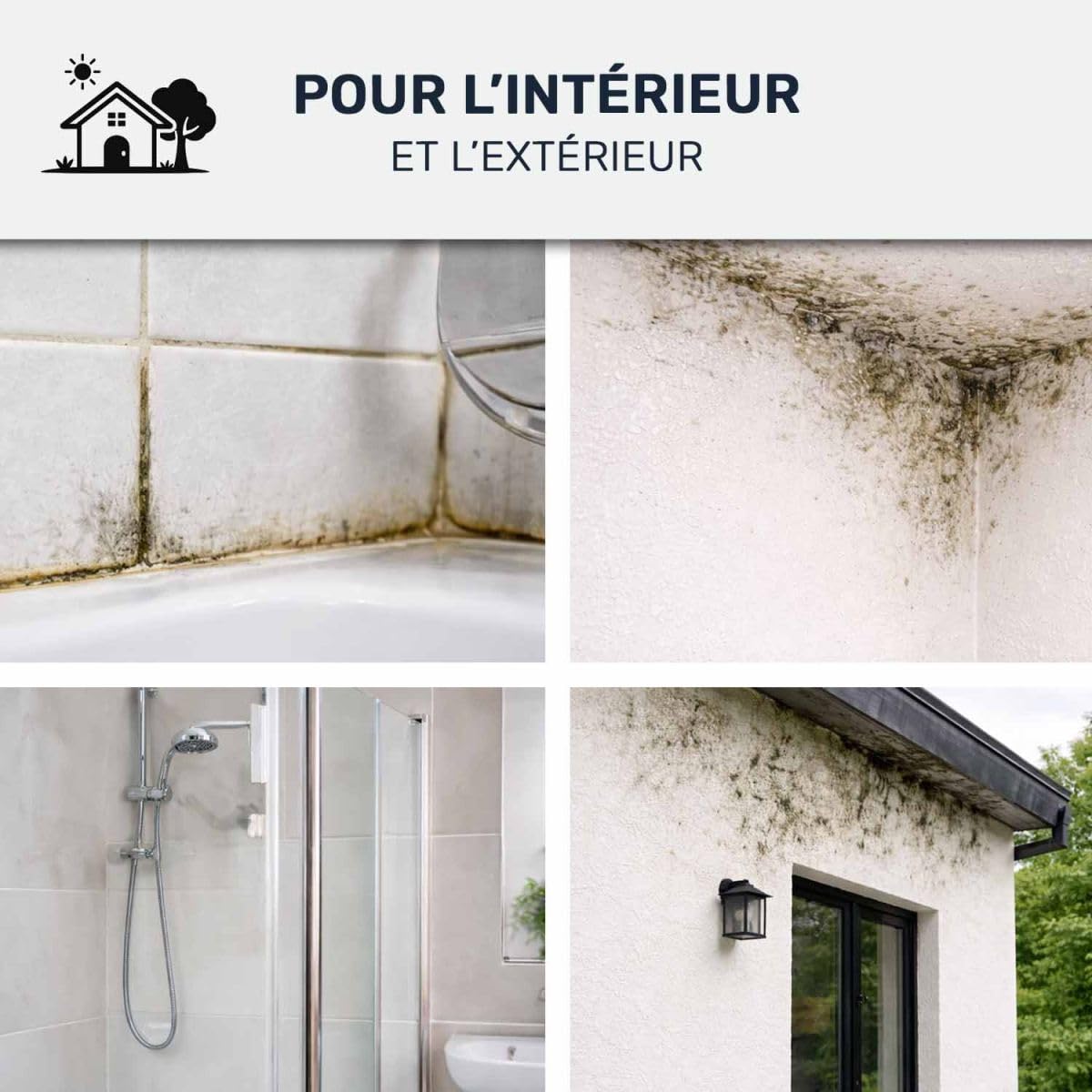 Anti moisissure salle de bain, mur intérieur et plafond - Produit surpuissant à effet immédiat pour taches sur murs et joints carrelage | STOP MOISISSURE - 5 L - ARCANE INDUSTRIES