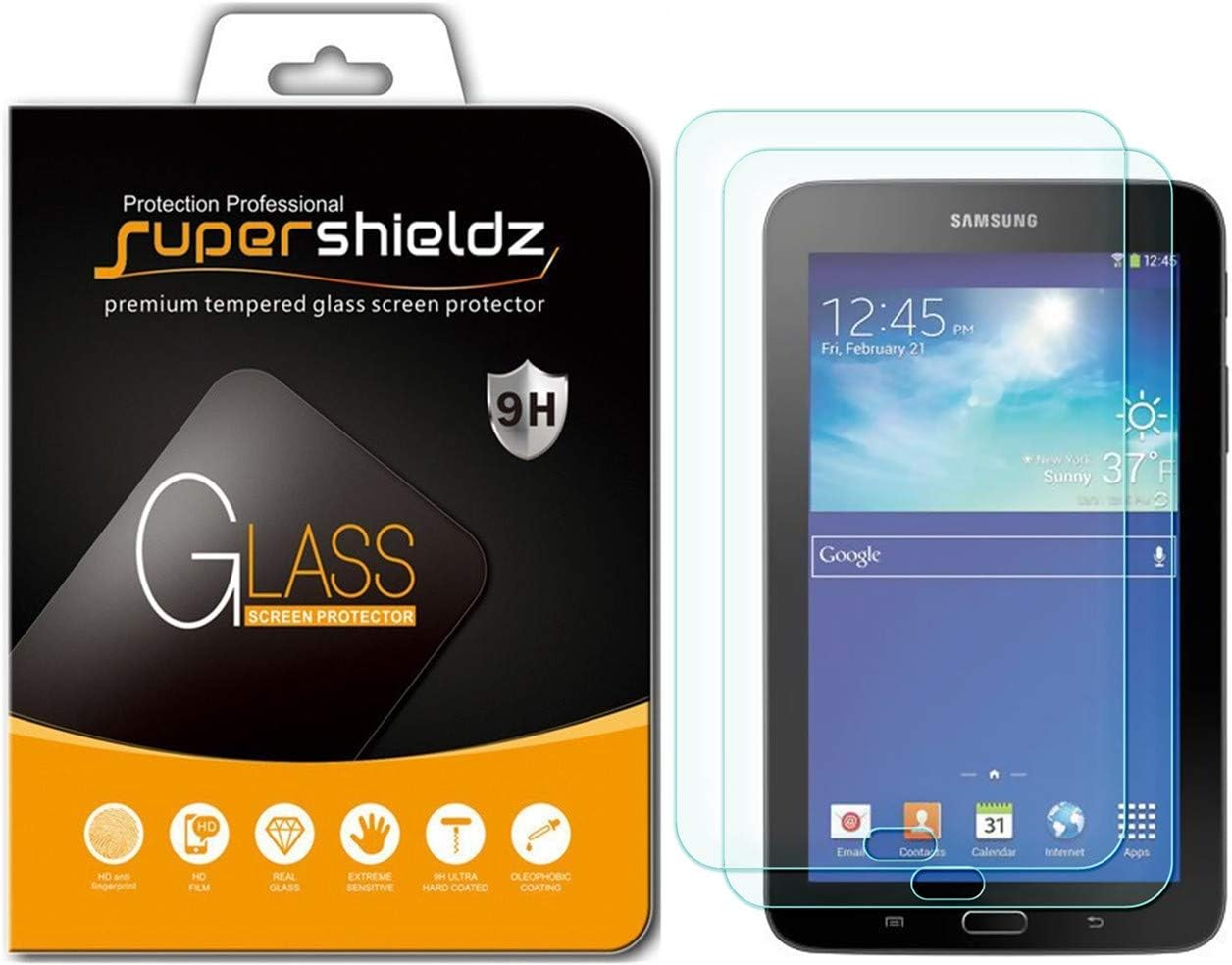 Supershieldz(2 Pack) Designed for Samsung Galaxy Tab E Lite 7.0 and Galaxy Tab 3 Lite 7.0 Screen Protector, (Tempered Glass) Anti Scratch, Bubble Free
