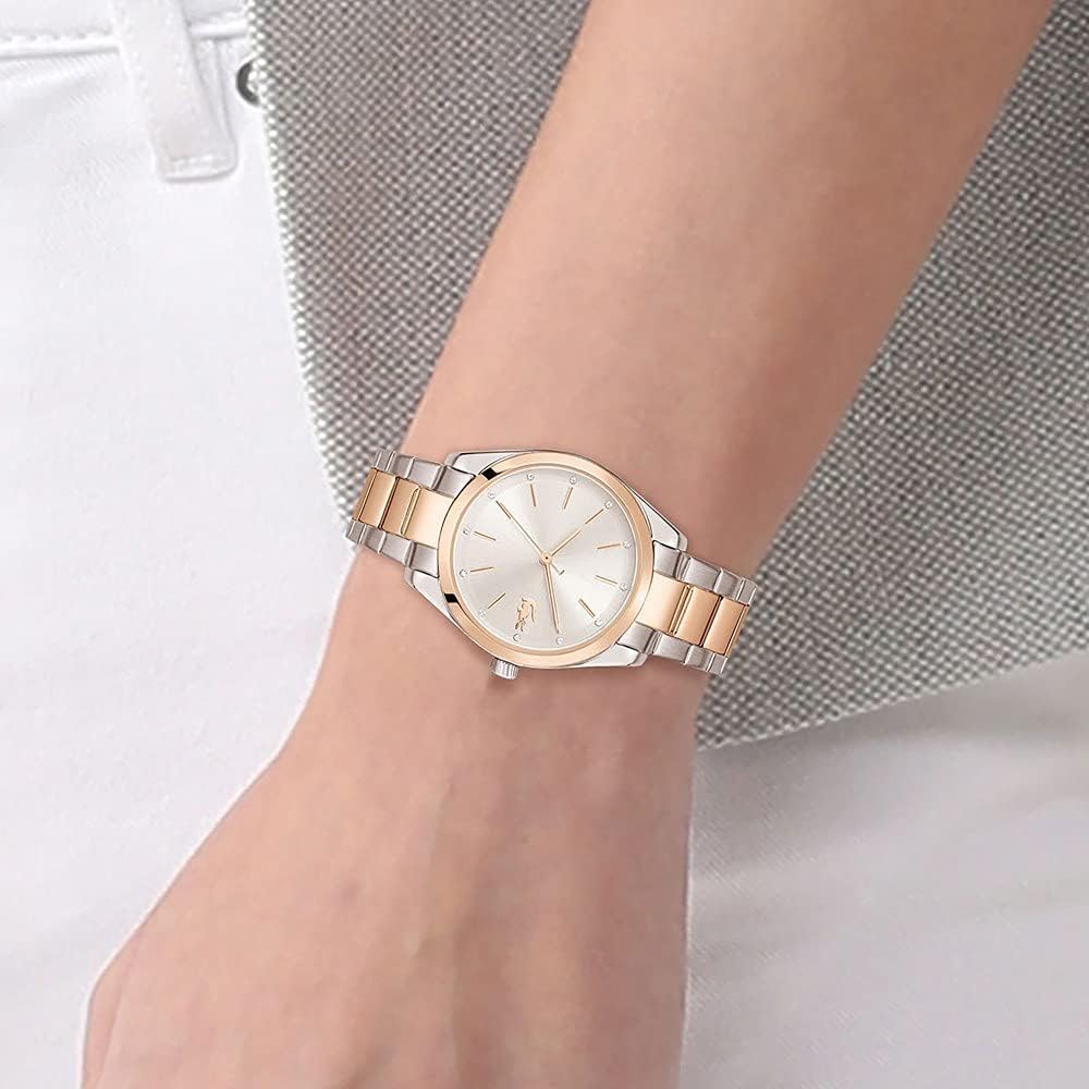 Lacoste Analogue Quartz Watch for Women with Two-Tone Stainless Steel Bracelet - 2001178, Silver White - Image 5