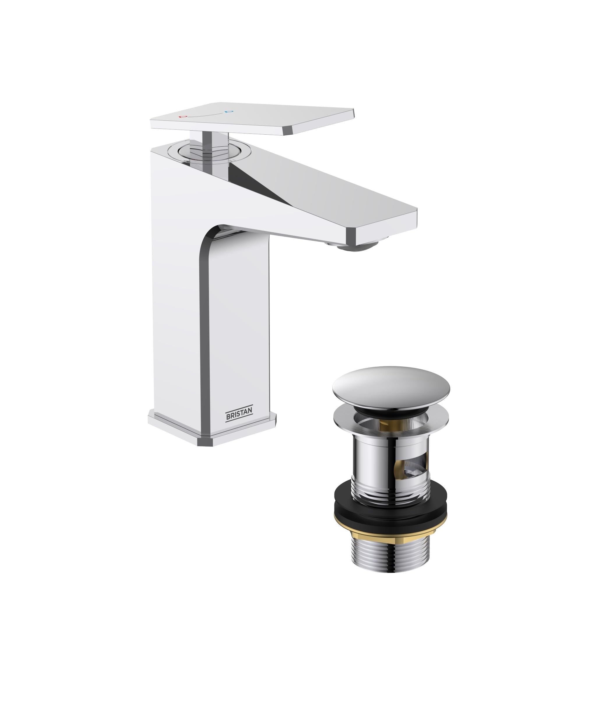 Bristan Chrome Delgado Eco Start Basin Mixer With Clicker Waste