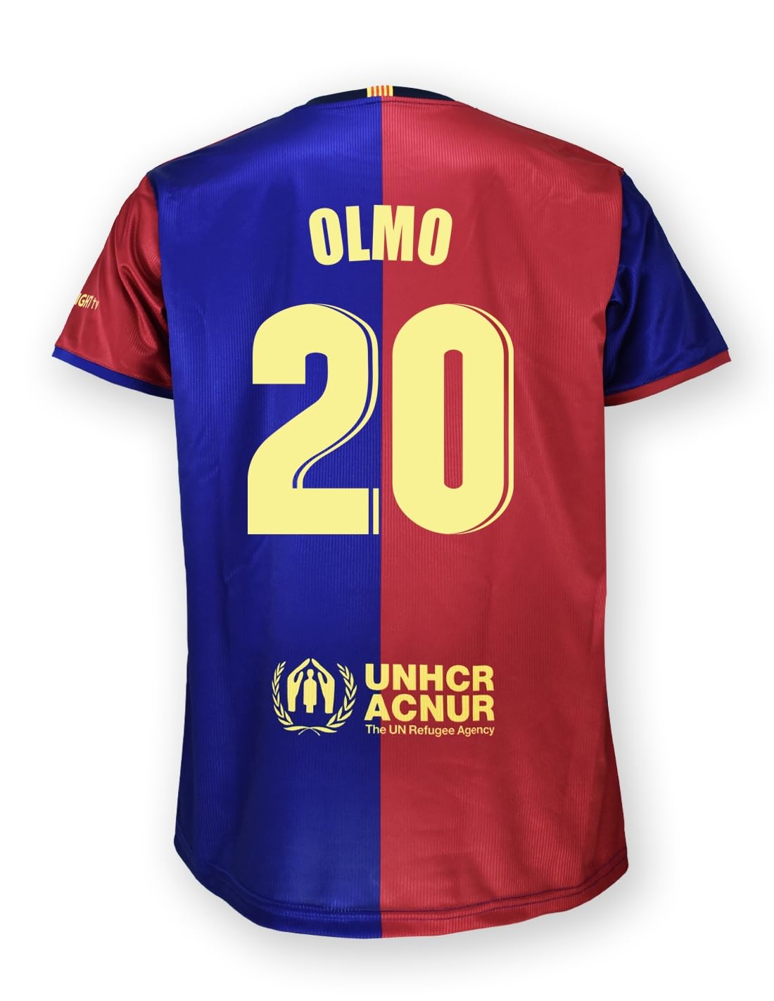 FCB Futbol Club Barcelona Camiseta y Pantalón OLMO 20 Primera Equipación Temporada 2024/2025 - Réplica Oficial con Liciencia - Niño (FR/ES, Edad, 14 años, Regular, Azulgrana)