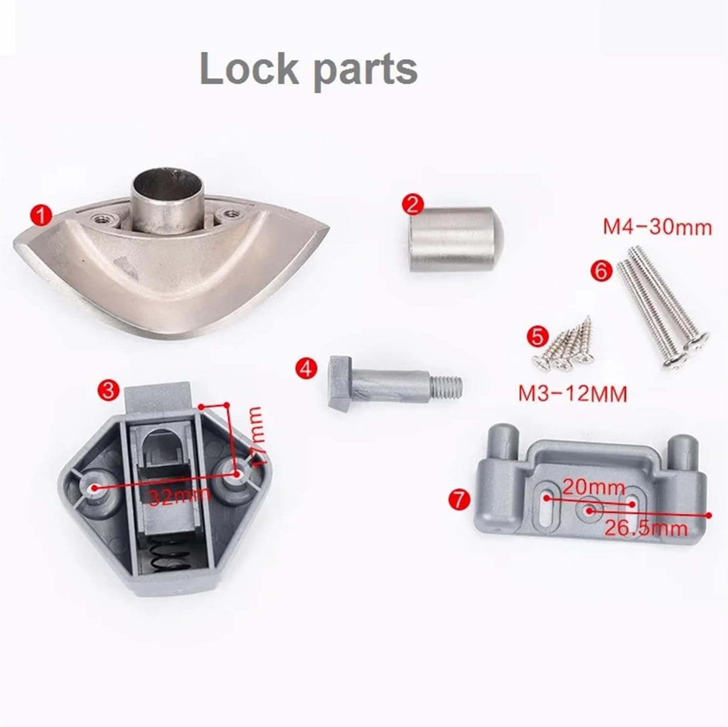 2xZinc Alloy Half Moon Handle Push Lock Latch Knob RV Cupboard/Drawer Camper Kitchen Cabinet Door Locks Hardware Patrs(Chrome)