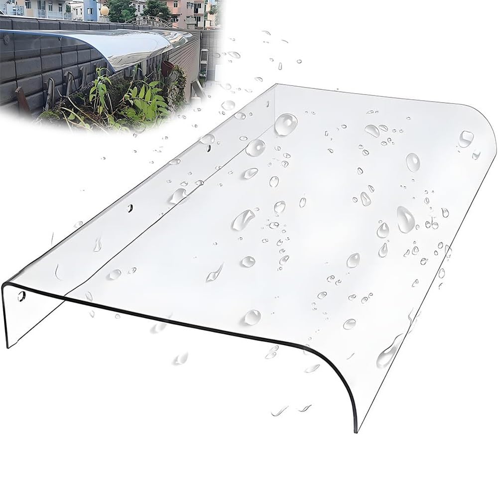 Toit marquise de porte en polycarbonate 40x100cm résistant pluie et neige