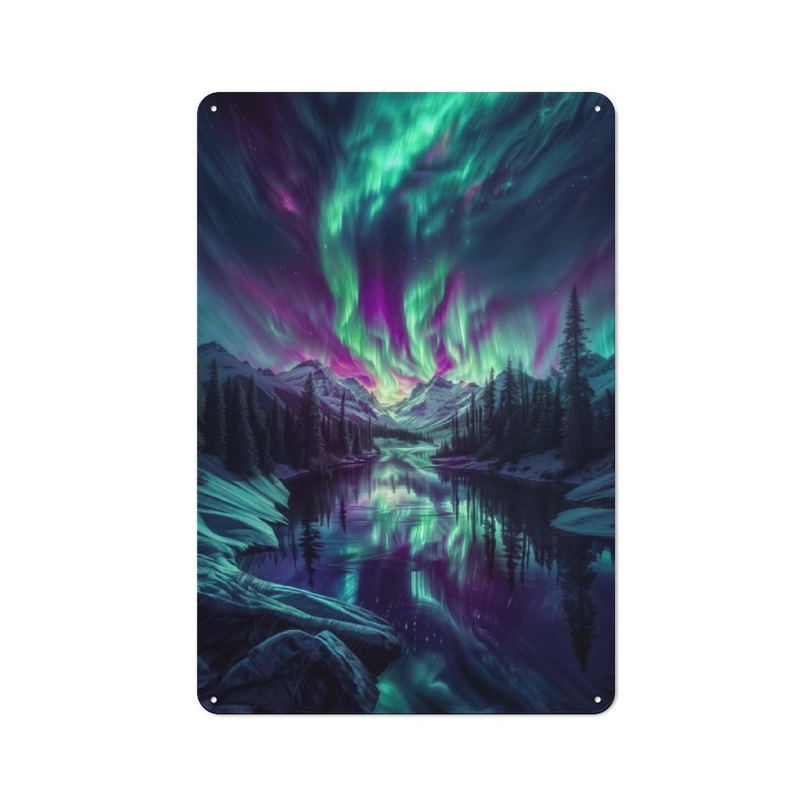 Junmoney Winter Aurora Borealis 30X20cm Retro Metal Sign With For Café Or Restaurant, For Collectors Decorating Cafés And Restaurants