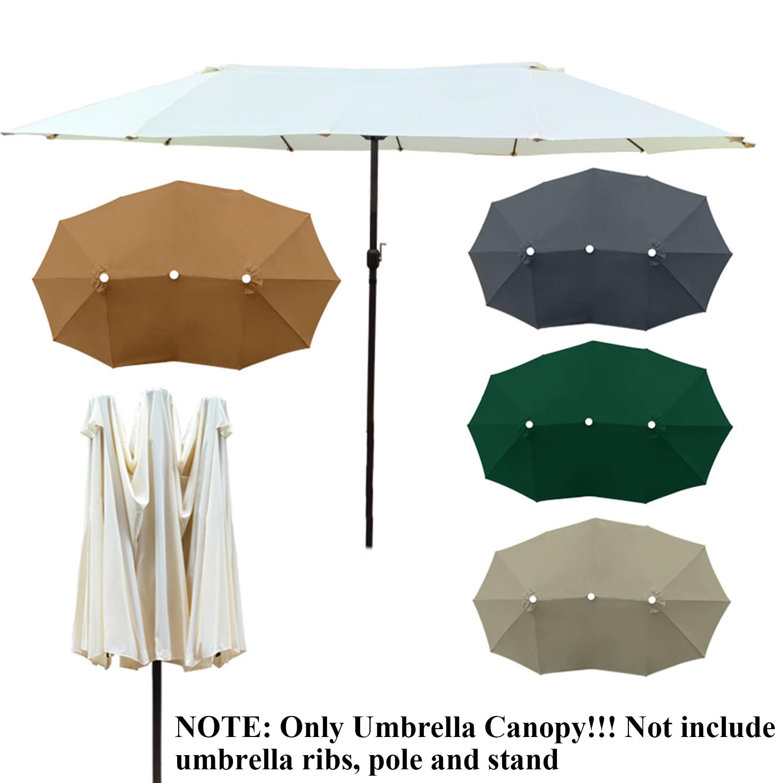 ESOYAWE Telo di Ricambio per Ombrellone A Doppia Faccia 460x270cm 12 Stecche, Impermeabile UPF 30+ Copertura in Tessuto Tettoia di Ricambio per Ombrellone Giardino Terrazza Piscina Spiaggia(Beige)