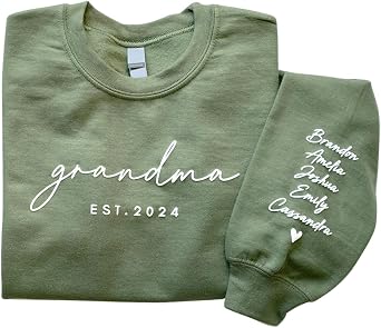 POPPOP Personalized Nana Sweatshirts, Nana Sweatshirt For Women, Embossed Grandma Sweatshirt, Birthday Gift for Grandma