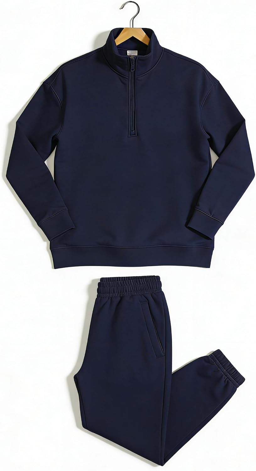 Mens Sweatsuit 2 Piece Set Tracksuit for Men Quarter Zip Pullover Sweat Suits Mens Jogging Suits Athletic Outfit