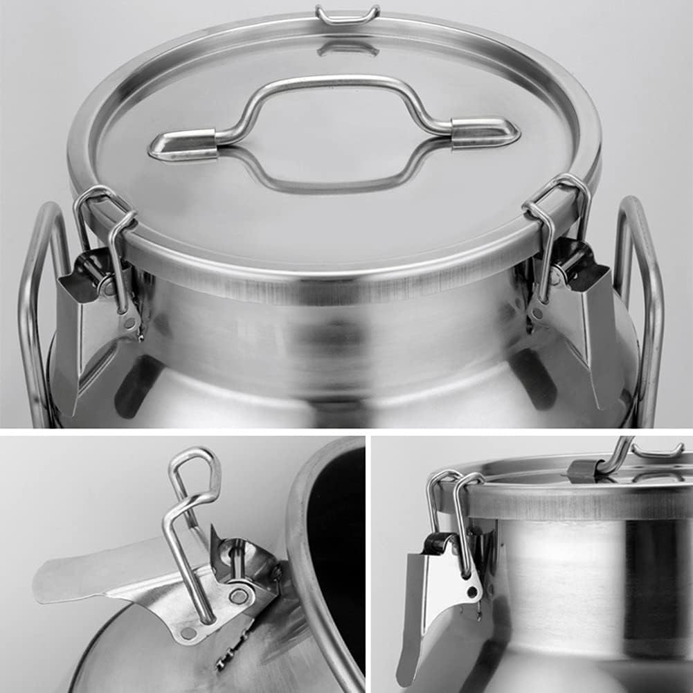 304 Stainless Steel Milk Bucket Can 15L/20L/25L/30L/35L/40L/50L/60L Wine Pail Bottle Transportation Tank with Silicone Sealed Lid,50L (60L(38x68cm))
