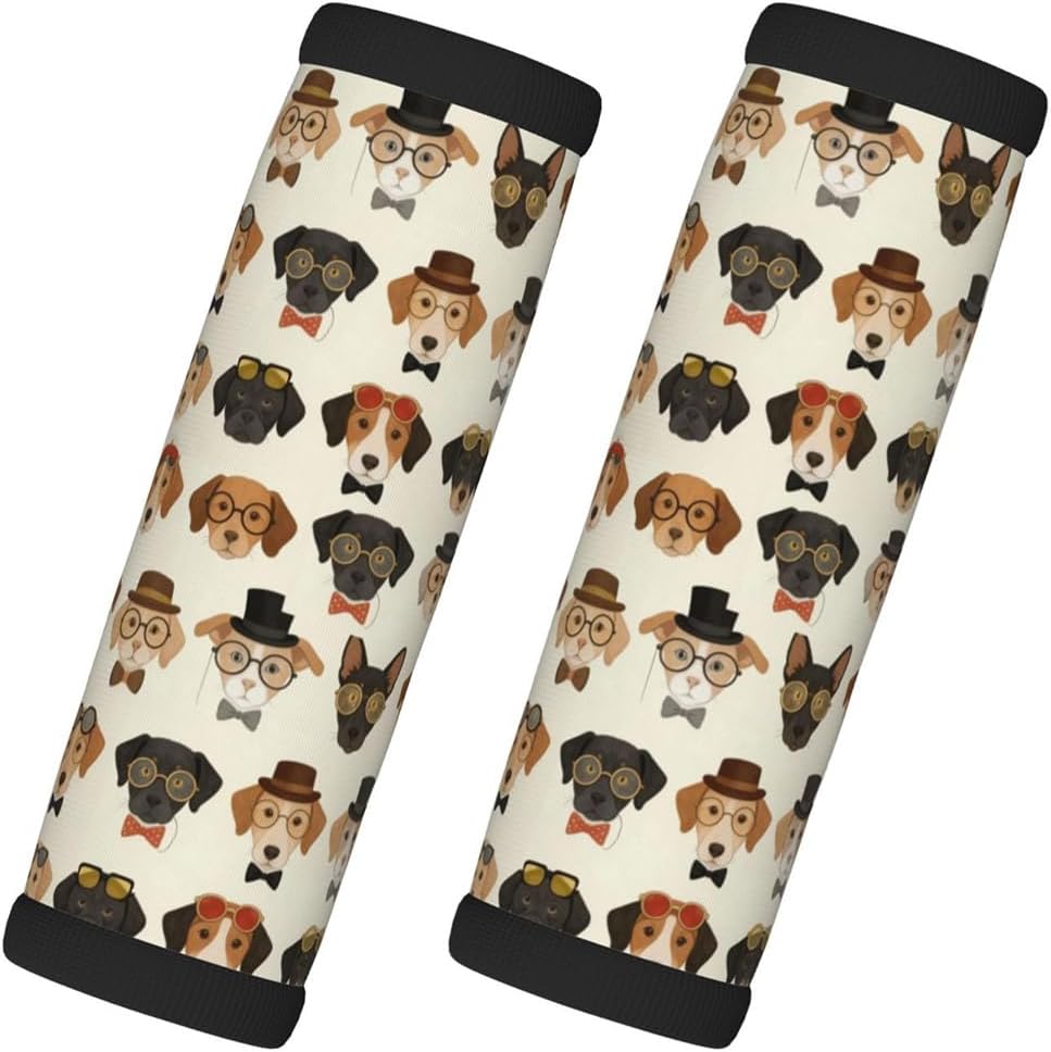 Luggage Handles Wrap Grips 2 PCS - Glasses Dog