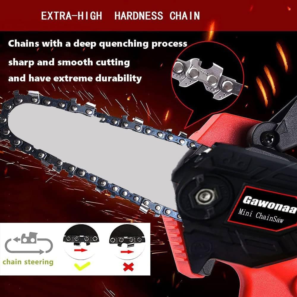 Mini ChainSaw 6-inch, Battery Powered Electric Chainsaw Cordless, with 2 x 2000mAh Battery,2 Chains, Handheld Power Chain Saws for Tree Trimming & Wood Cutting, Small Rechargeable Chain Saw : Patio, Lawn & Garden