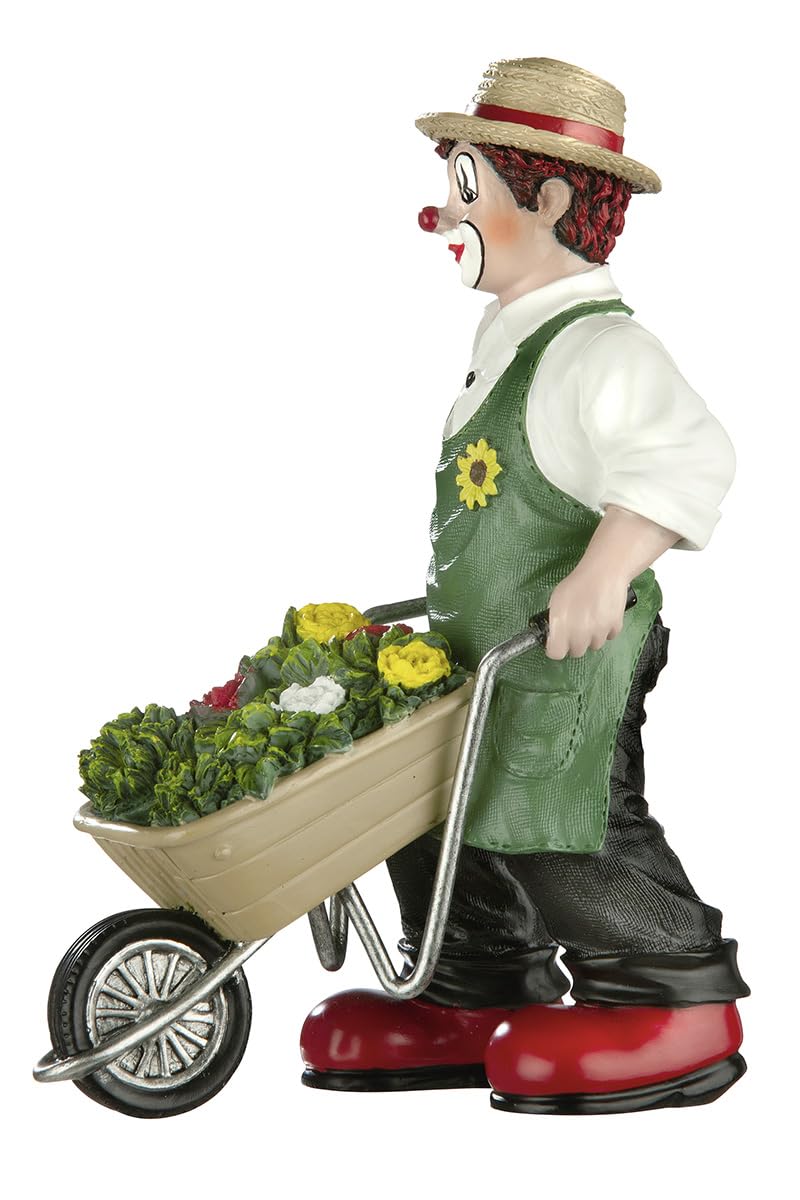 GILDE Clown Gartenglück aus Kunstharz - Garten Deko Figur und Sammlerstück - Mehrfarbig, 16 cm hoch, 6 cm breit, 11 cm tief