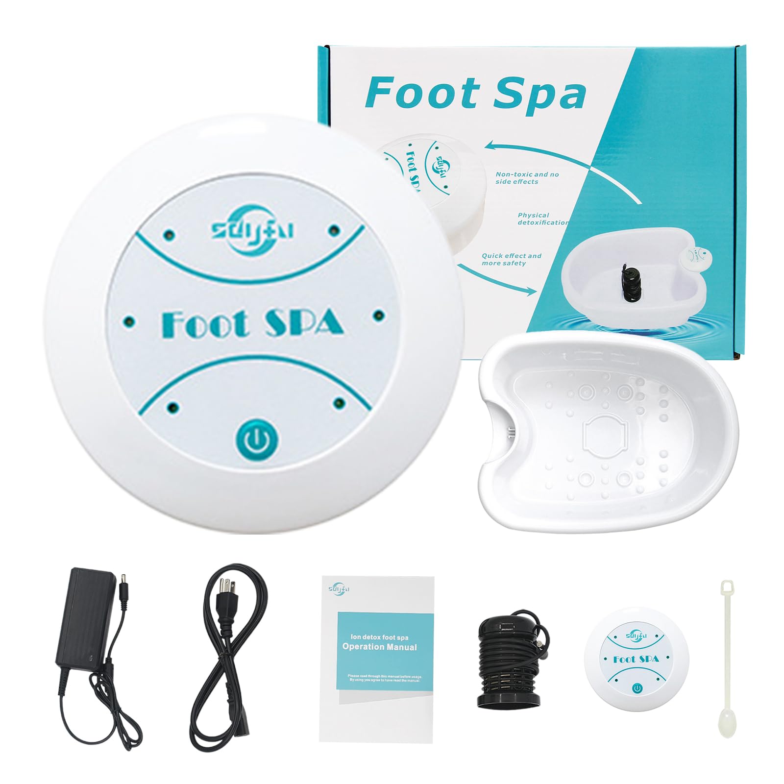 Spa portatile per i piedi, macchina per la disintossicazione dei piedi, spa ionica per i piedi disintossicati, massaggiatore spa per i piedi (dispositivo spa per i piedi + vasca da massaggio ai piedi)