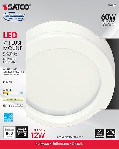 Miniatura 3 de Satco S9882 - Montaje empotrado LED moderno contemporáneo en acabado blanco, 7.00 pulgadas