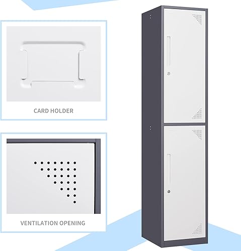 Vista 30 de MIIIKO Armario de metal para empleados, armario de gimnasio con llaves, armarios de almacenamiento de metal con 1 puerta para escuela, dormitorio