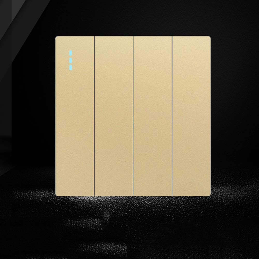 Interruptor de pared,Interruptor basculante, Interruptor de panel grande sin marco de oro esmerilado Panel de interruptor de lámpara de restaurante de hotel 86 Interruptor basculante integrado Interru