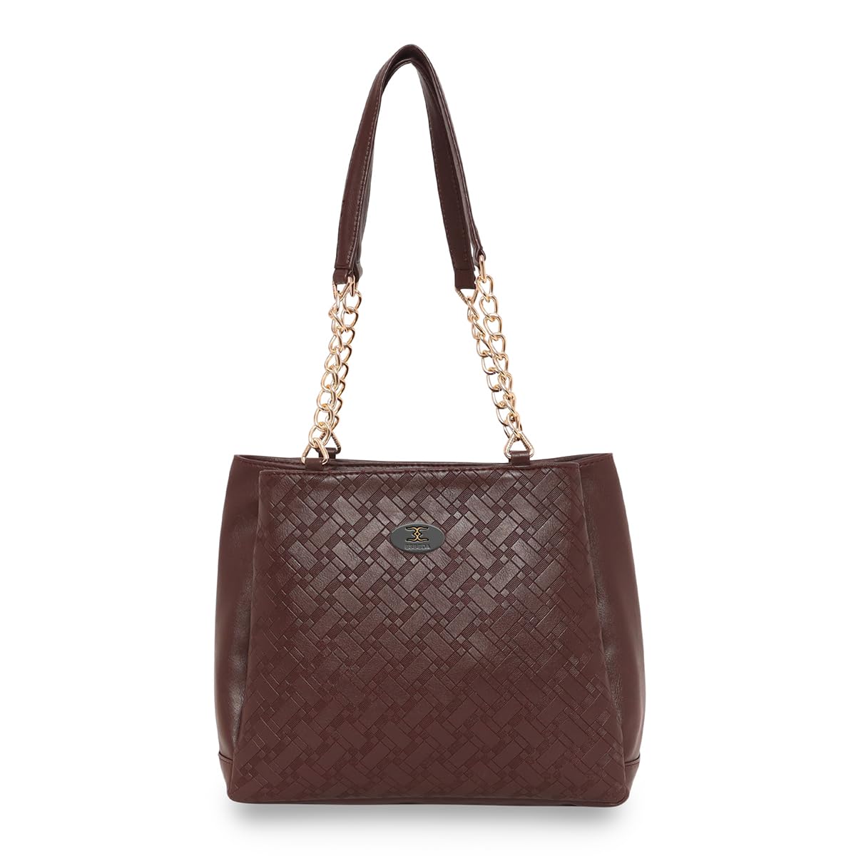 Brown Color Embossed Textured Handbag For Women-image-40