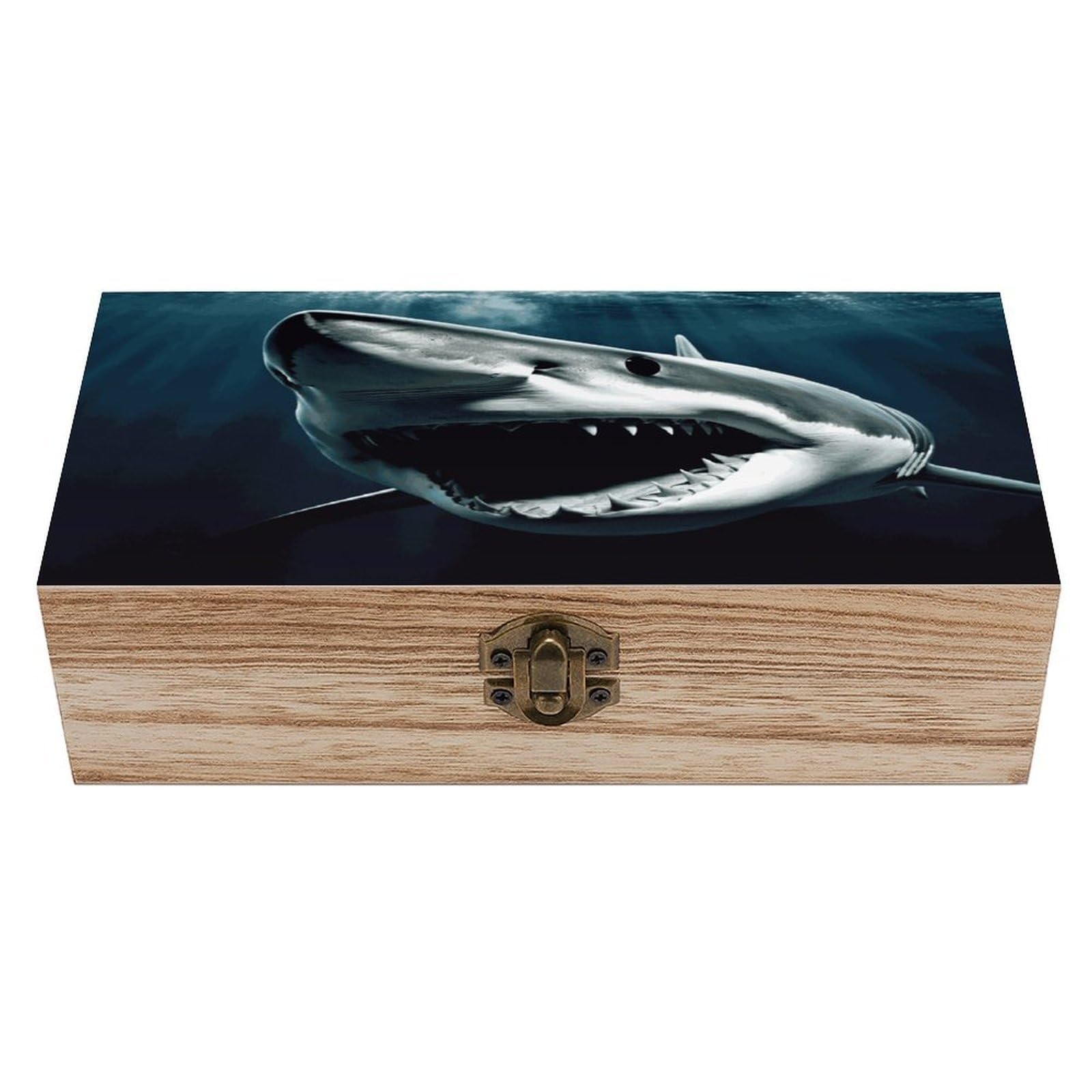 Adfgyerh Style Shark Bins Solid Wood，Jewelry Box Retro And Exquisite，Storage Box Used For Storing Photos, Souvenirs, Letters, Gifts, And Jewelry.