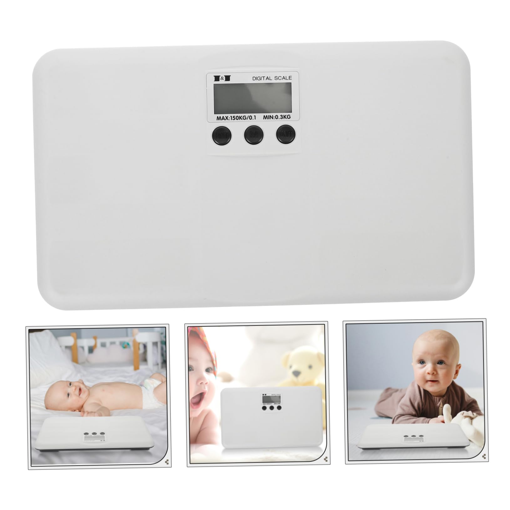 Toyvian Bilancia Elettronica Digitale per Bebé e Animali, Display Lcd Grande, Portata 150kg, senza Batterie, Uso Domestico