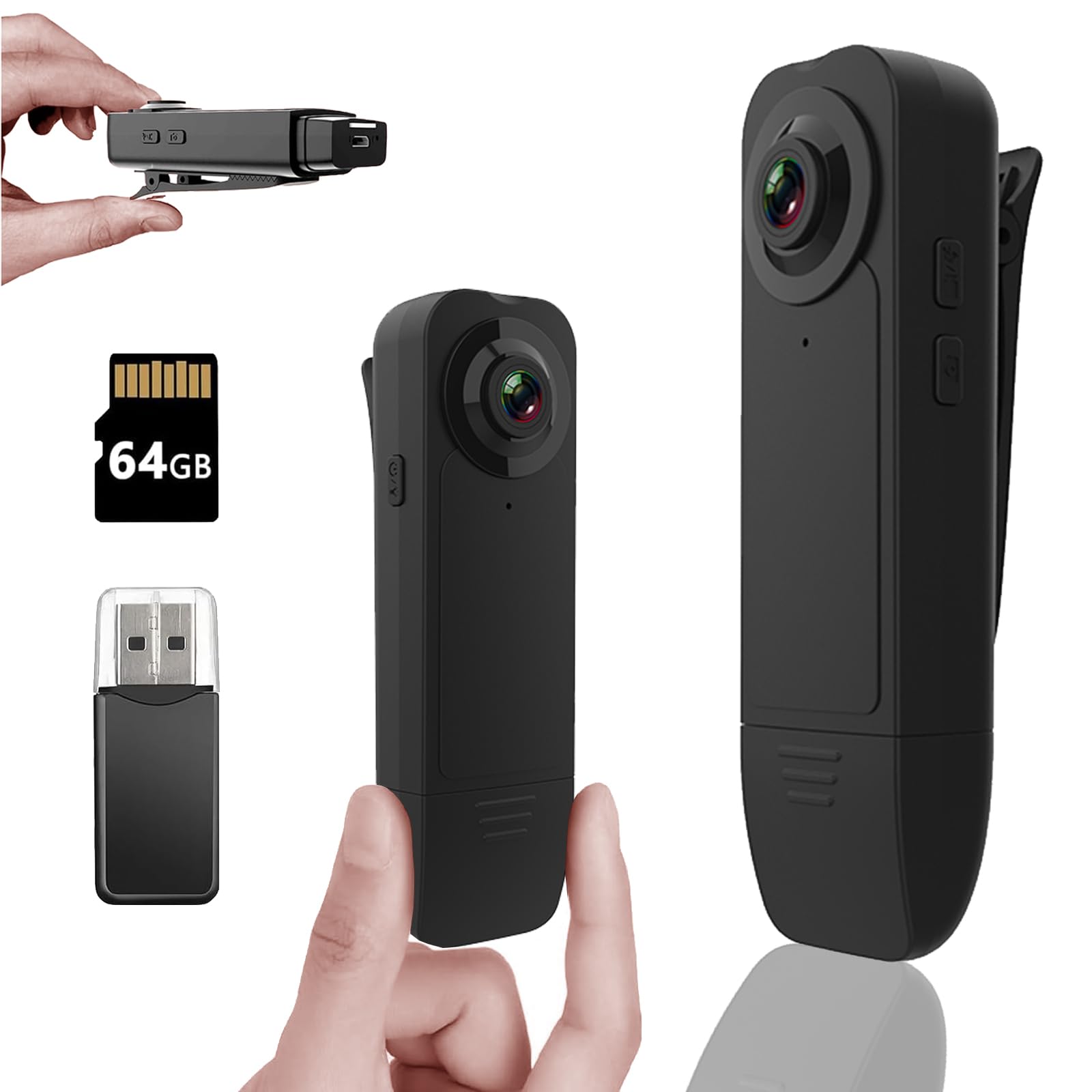 Mini Body Camera 1080P with Night Vision 64GB Wearable Hidden Pocket Camera with Audio Video Recording Loop Motion