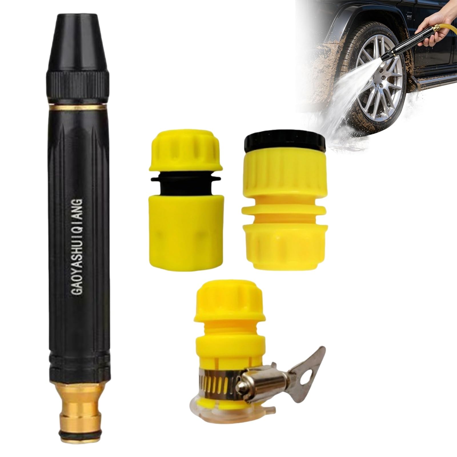 Home High-Pressure Car Wash Water Gun with Booster Nozzle and Hose, Powerful Gaoyashuiqiang Washer for Car Cleaning, Watering Plants, Driveway & Patio, with Adjustable Pressure Pattern (A 2pack) — view 10