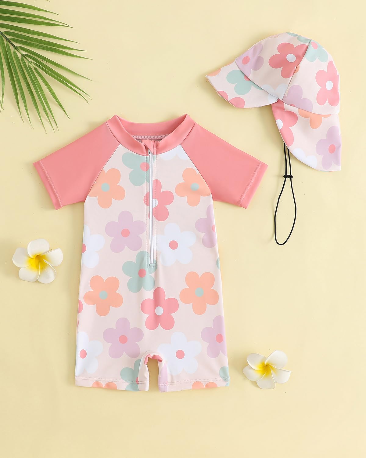 Maillot de Bain Bebe Garcon Anti UV 3 Mois - 3 Ans, UPF 50+ Combinaison Anti UV Bebe Garçon avec Chapeau, Tee Shirt UV Bébé à Manches Longues