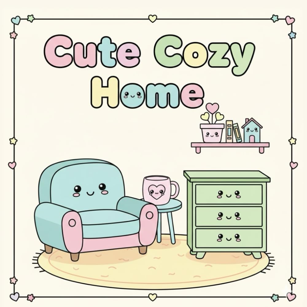 Cute Cozy Home: Bold Kawaii Coloring Book