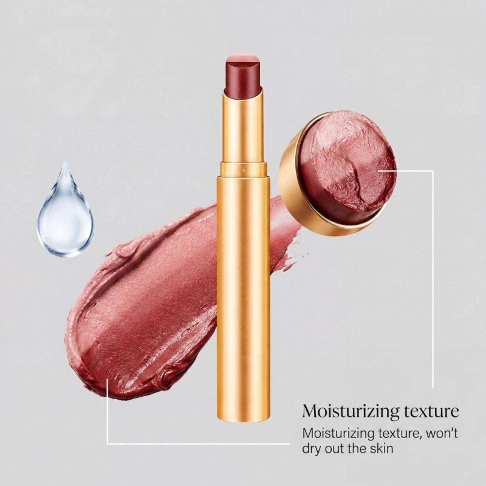 Stick Fard à Paupières Gradient 3-en-1 - Fard à Paupières Stick Longue Tenue, Waterproof, Effet Pailleté Rose, Teinte Rouge Haricot