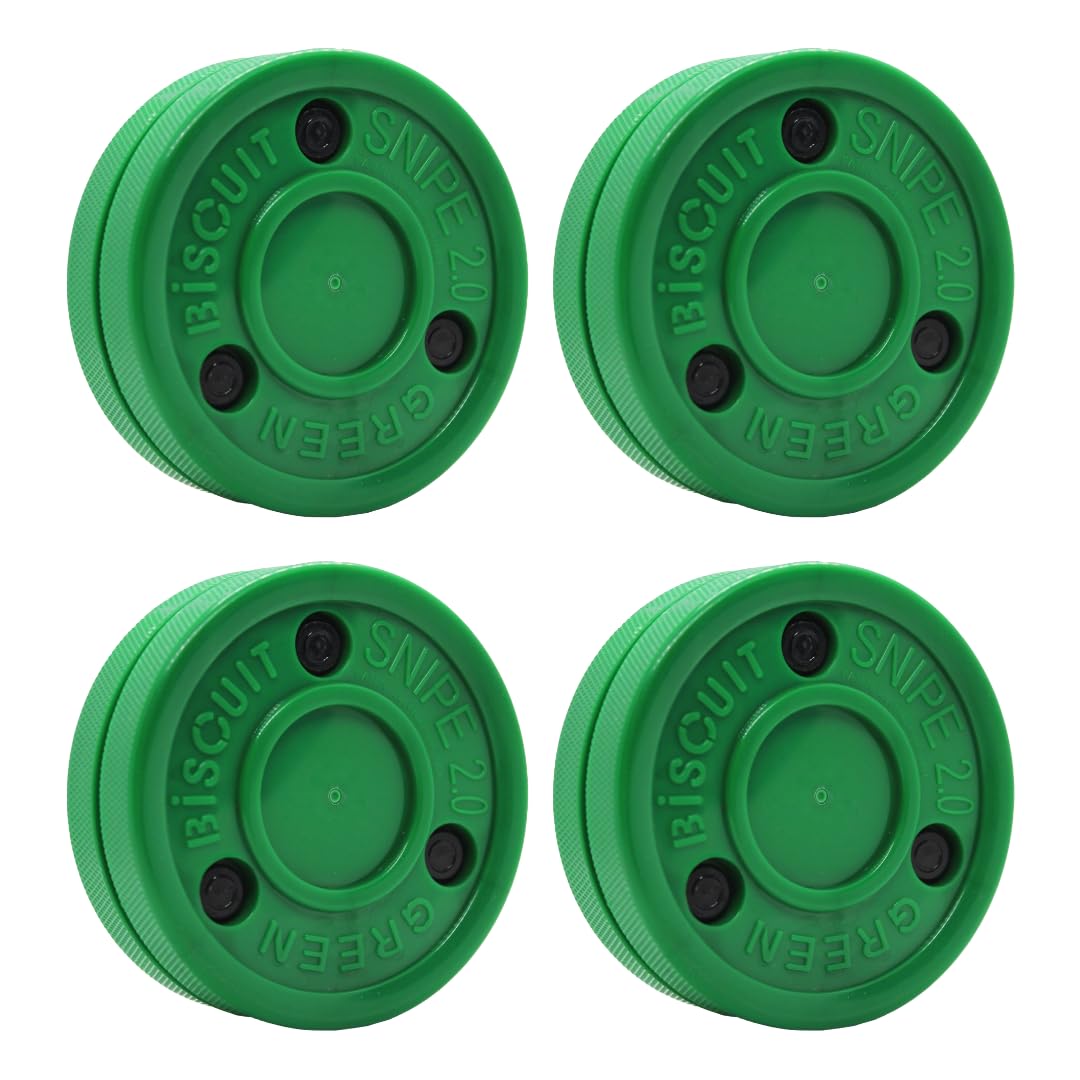- Green Biscuit 4 Pack New Snipe 2.0 Shooter. Hockey Pucks for Shooting and Stickhandling