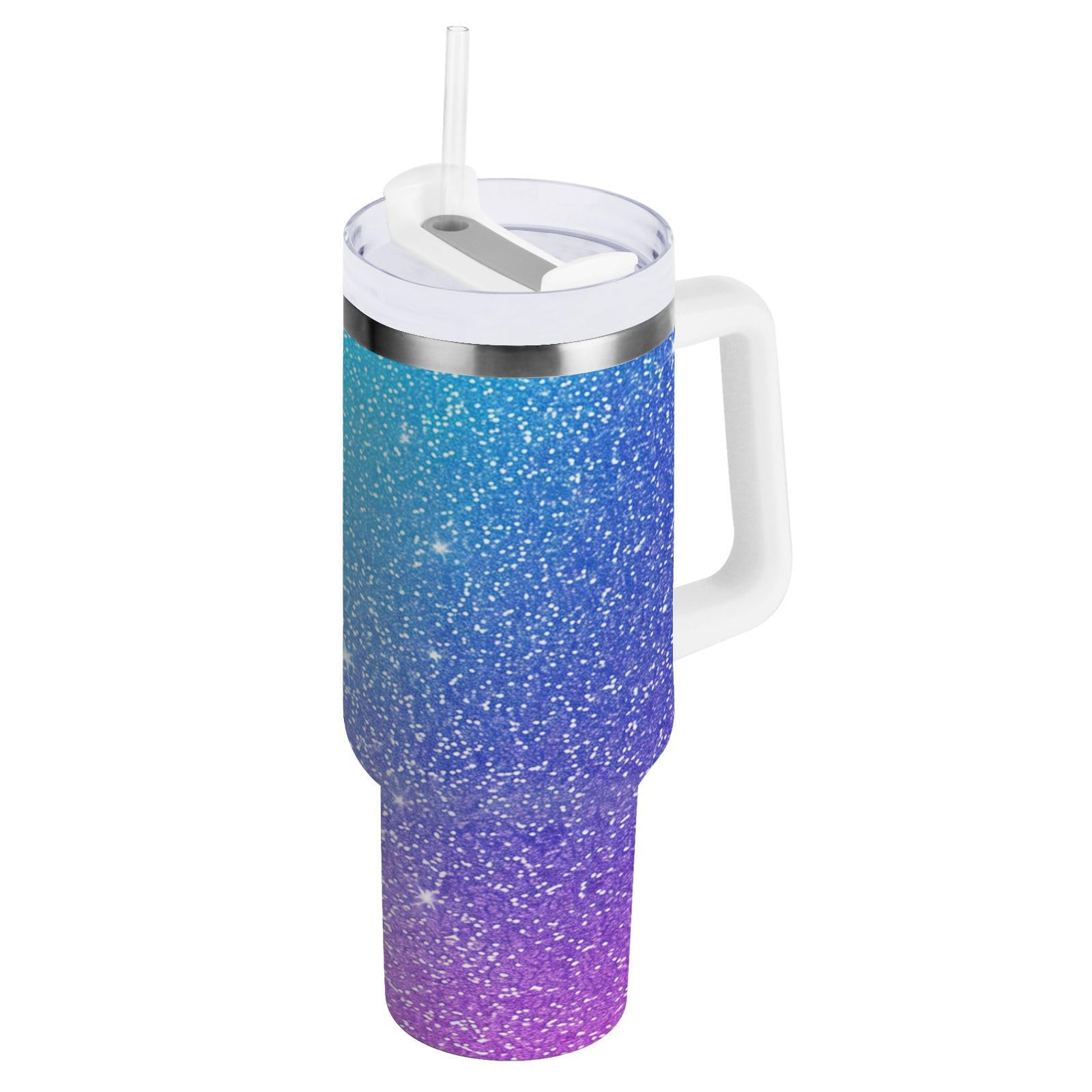 Amazon.com: MCHIVER Purple Blue Glitter 40 oz Tumbler with Handle
