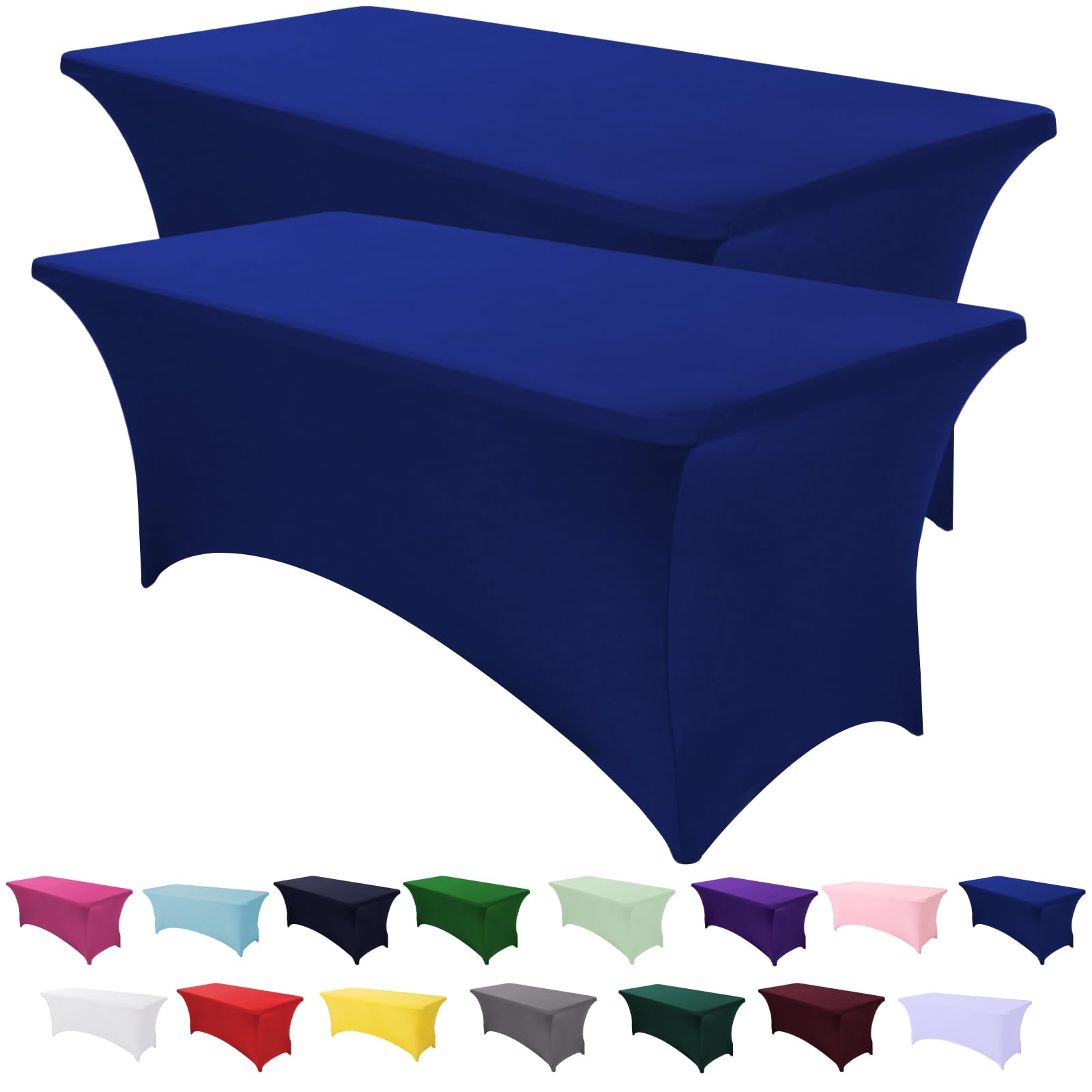 SEPARO Spandex Table Cover 2Pack 8Ft Royal Blue Fitted Tablecloths,Washable | Wrinkle Resistant Stretch Table Cloth Rectangle for Party Hosting Supplies,Wedding Decorations,Vendor Display,Banquet