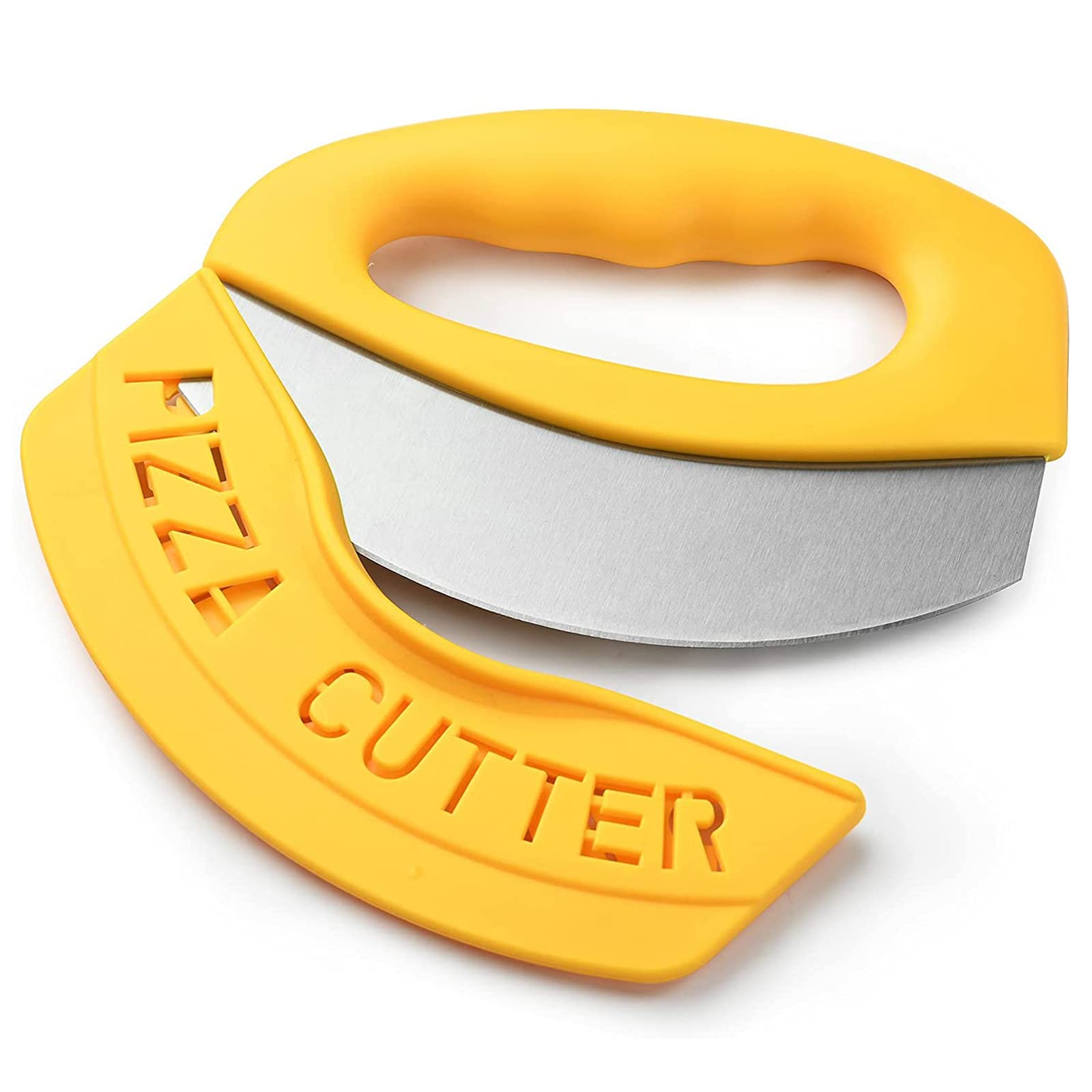 Premium Pizza Cutter Food Chopper-Super Sharp Blade Stainless Steel Pizza Cutter Rocker Slicer with Protective Sheath Multi Function Pizza Knife Kitchen Tools,Dishwasher Safe