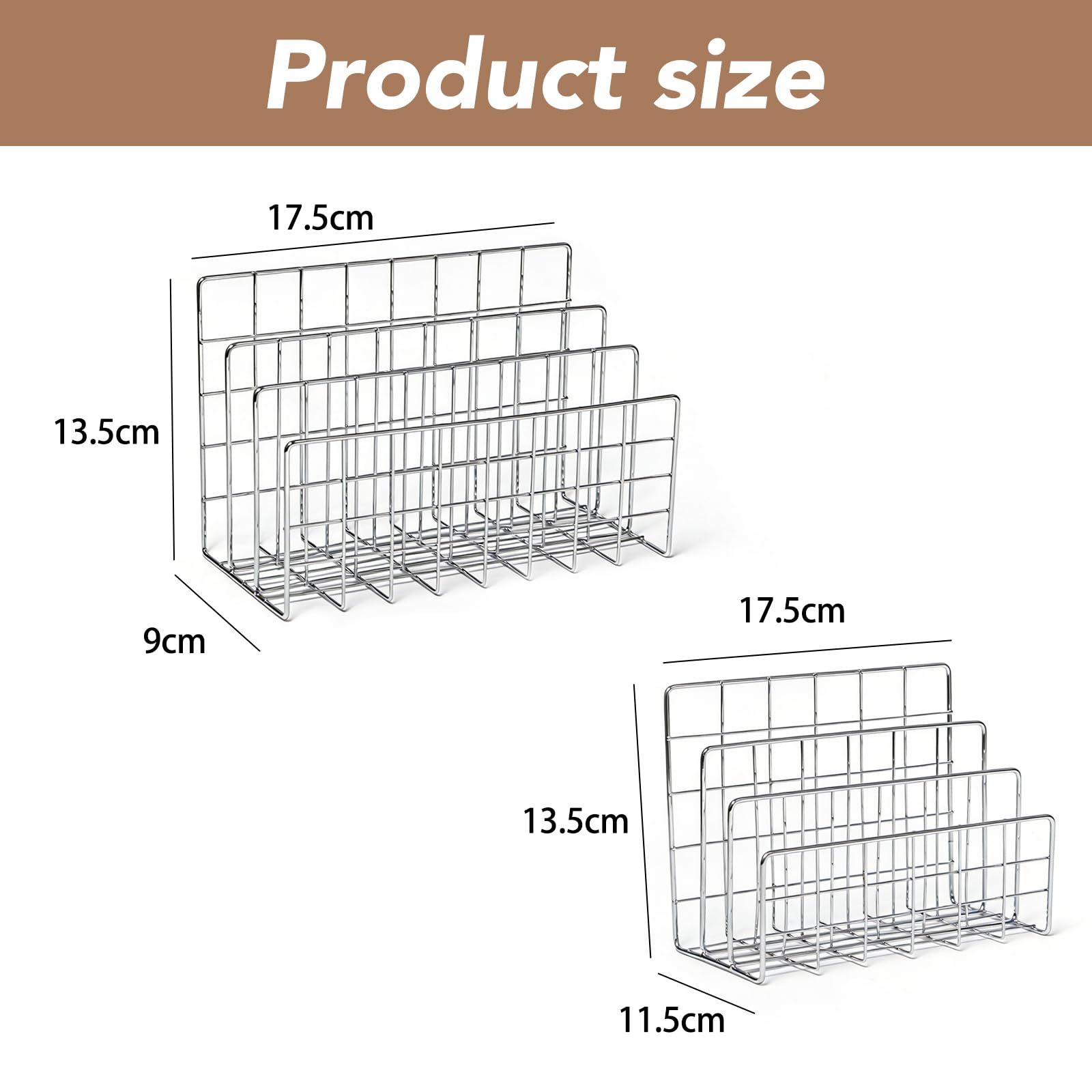 2 Pezzi Portadocumenti in Ferro Magazine Storage Rack Rack di Riempimento Verticale di File in Ferro 3 Griglia Supporto per Documenti Portariviste Sorter Mail Organizer per Posta,Libri,Brochur