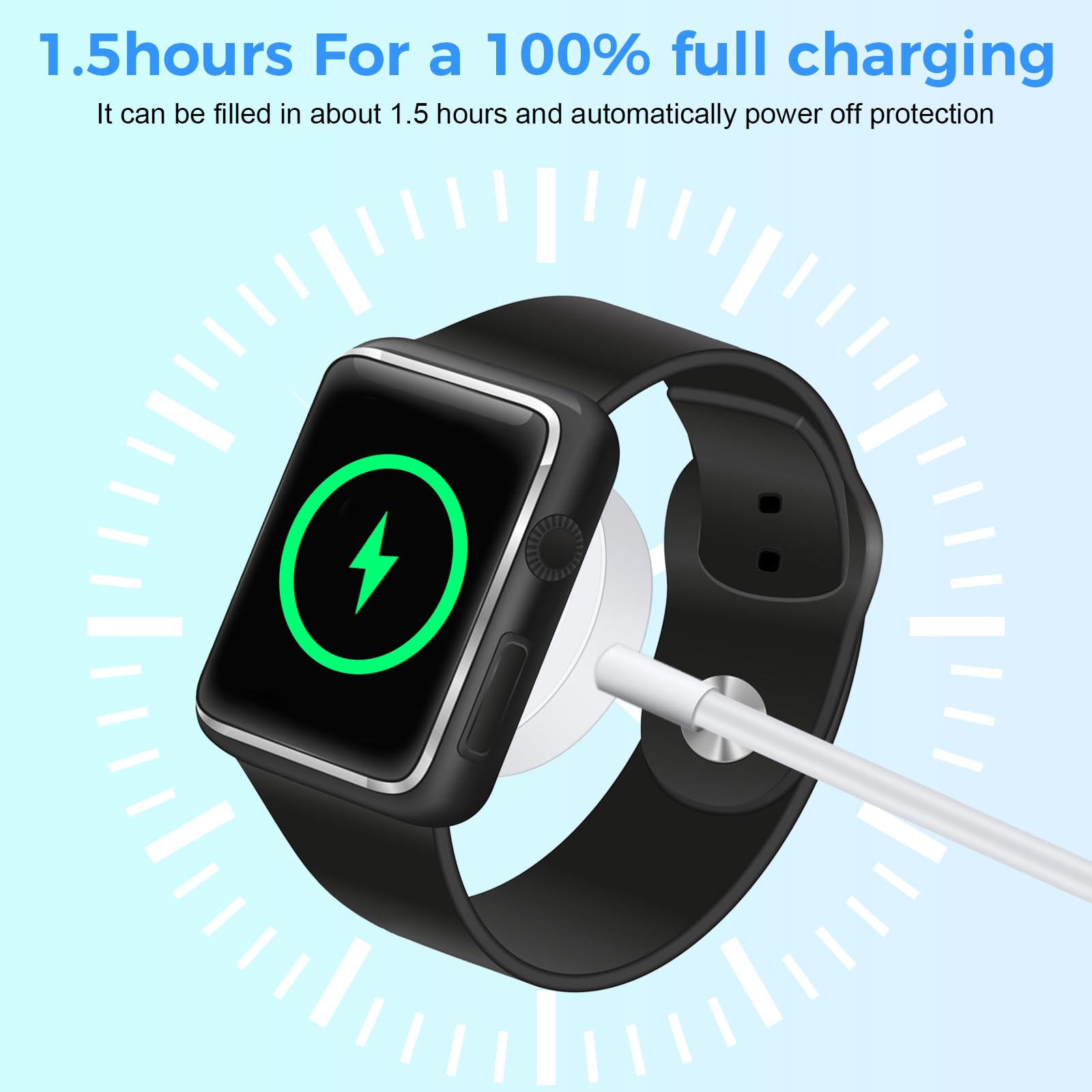Watch Charger For Apple Watch Charger, 0.3m/1FT Short IWatch Charging USB A Wireless Magnetic Portable Charging Cable IPhone IWatch Cord Compatible With AppleWatch Series 10/Ultra/9/8/7/6/SE/5/4/3/2/1