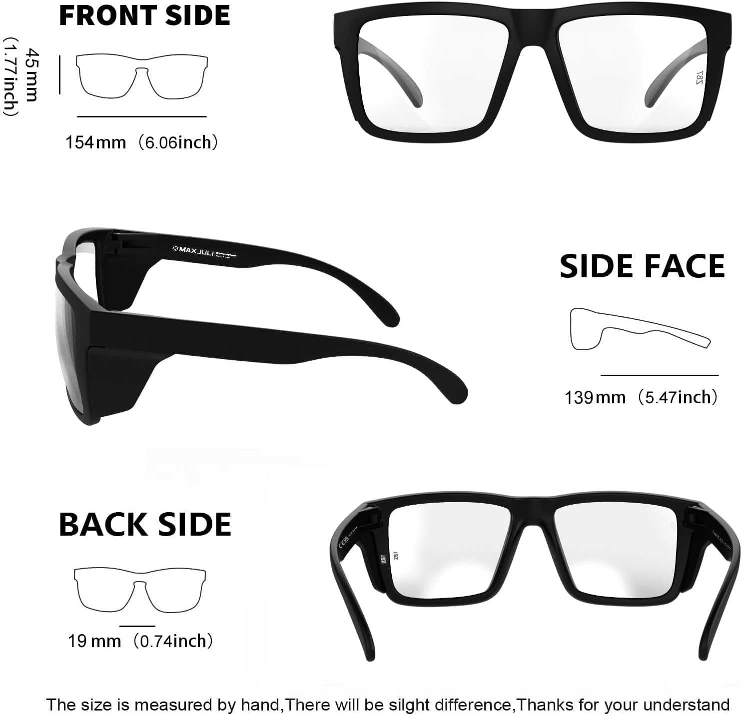 MAXJULI XXL Size Z87 Sunglasses with Side Shield for Big Wide Heads Men TR90 Ultralight UV400 Protection Glasses 8228S - Image 3