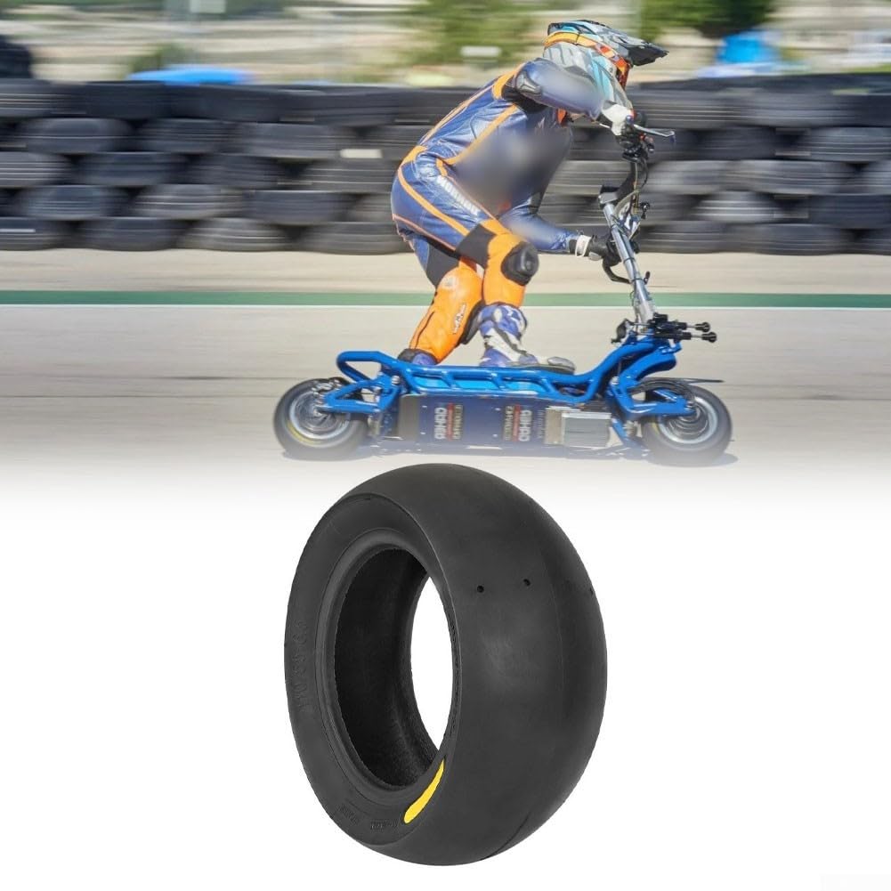 110/55-6.5 Pneu Semi-Slick Tubeless Racing pour Trottinette Electrique Caoutchouc Épais Résistant à l'usure Design Vide Noir