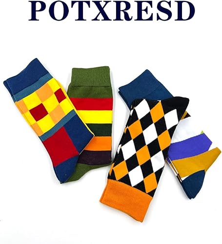 Miniatura 4 de Calcetines de vestir divertidos para hombre, calcetines coloridos y divertidos, calcetines con patrón novedoso loco, calcetines de cuello redondo