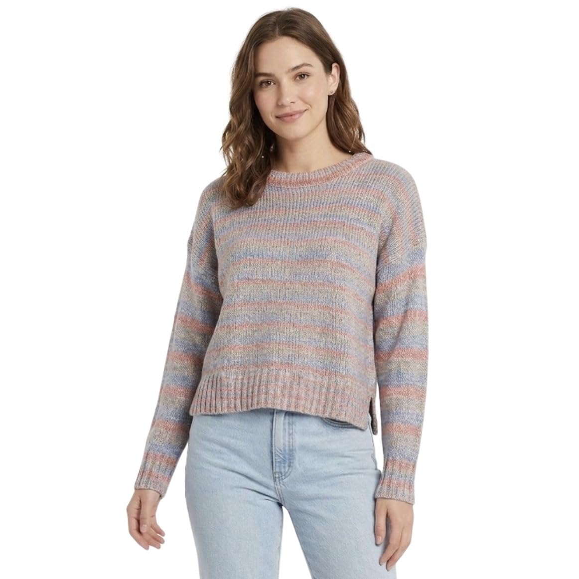 Women Pink Crochet Top Ombre Single Piece Open Knit Oversized Sweater for Winter Casual Street Wear-picture-33