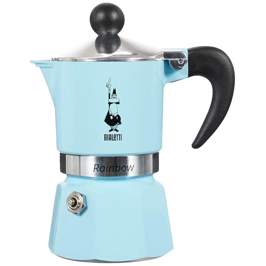 Immagine del prodotto Bialetti Rainbow Caffettiera Colorata, Alluminio, Azzurro, 1 Tazza