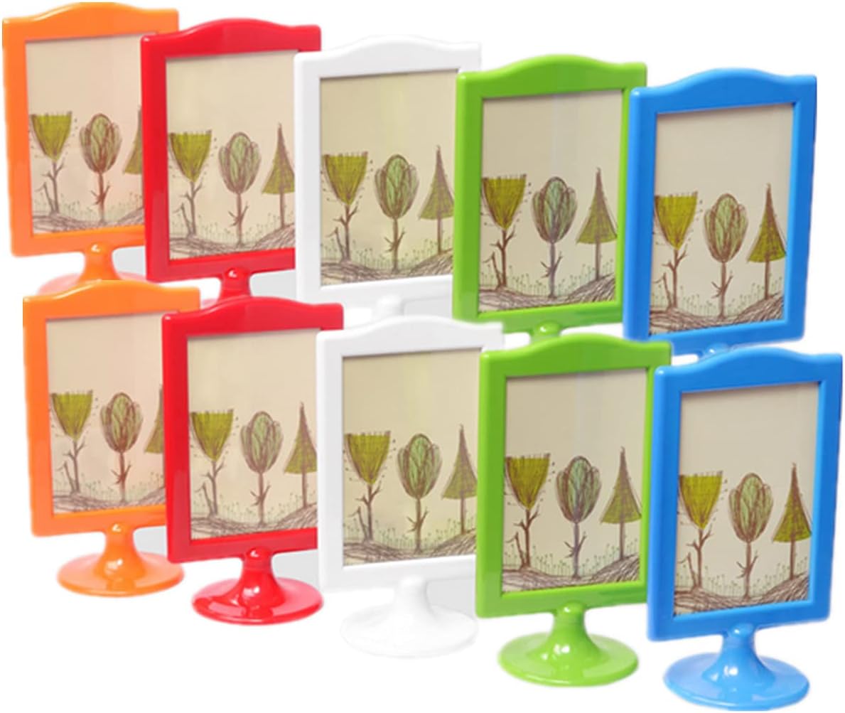 Ikea FIKONTRAD Set 3 Cornici Per Menu Con Supporto – Bianco, Plastica, 10×15 Cm, Ideali Per Foto E Menu
