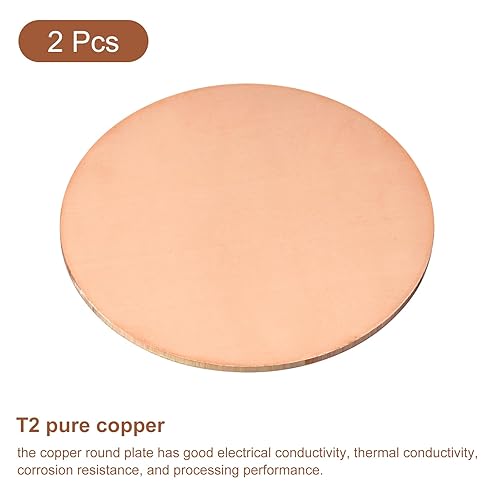 Miniatura 91 de uxcell Hoja de cobre puro, 4 piezas de 2 x 0.04 pulgadas, calibre 18 T2, placa redonda de metal de cobre para manualidades, reparaciones eléctricas