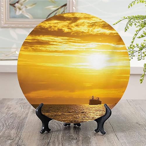 Miniatura 9 de Platos de cerámica, decoración de la naturaleza, placas de cerámica decorativas, floral con girasoles, 6 pulgadas, para comedor, fiestas, bodas,