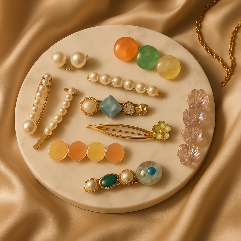 Prime Nest Store Korean Hair Clips for Girls | Fashion Style Pearl Rhinestone Metal Hair Clips Hair Pin Stylish Hair Accessories Jewellery For Women’s And Girls| Imported Hair Accessories for Girls & Women (Pack of 1 )