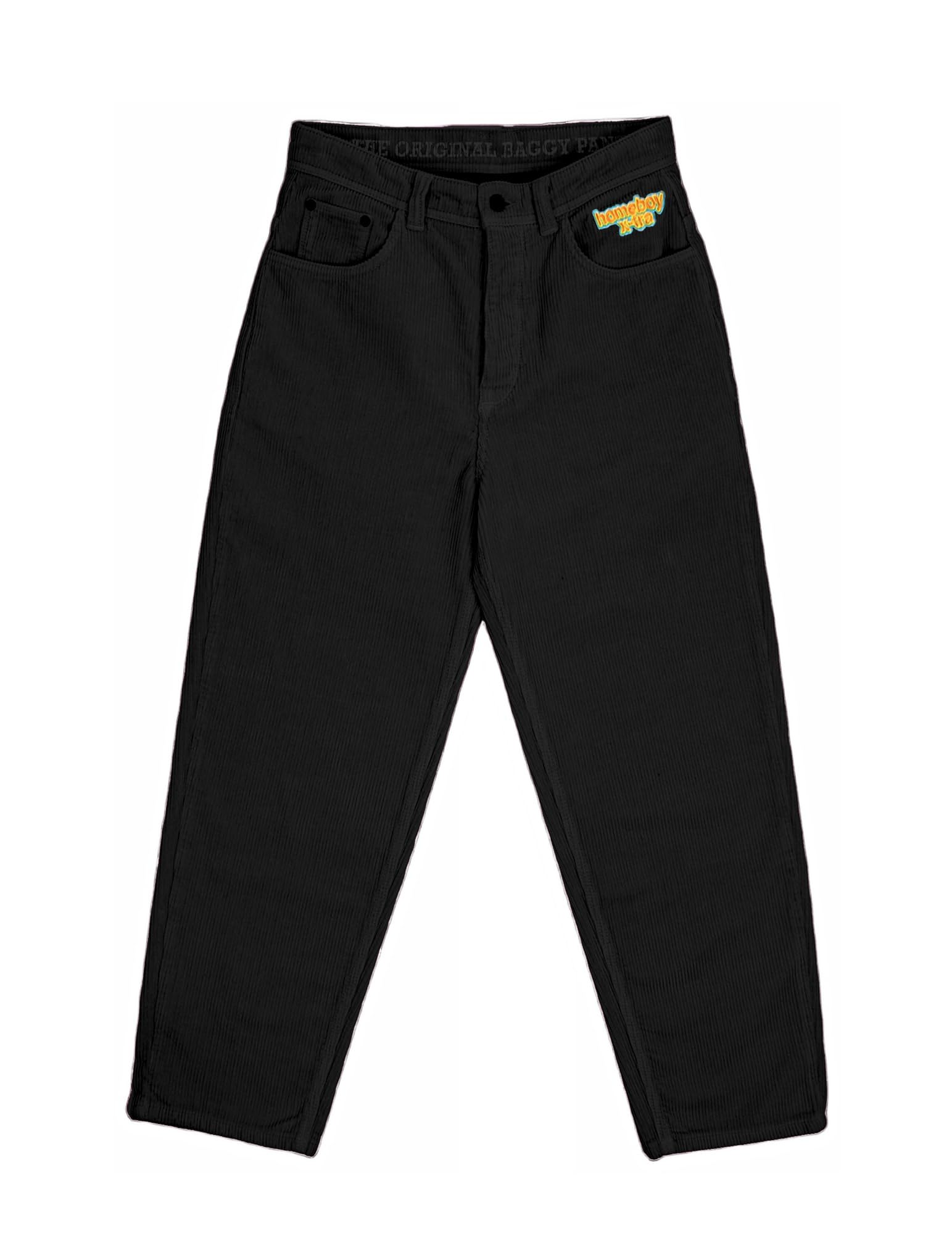 Homeboy Unisex X-Tra Baggy Cord Pants, Black, 29 L30