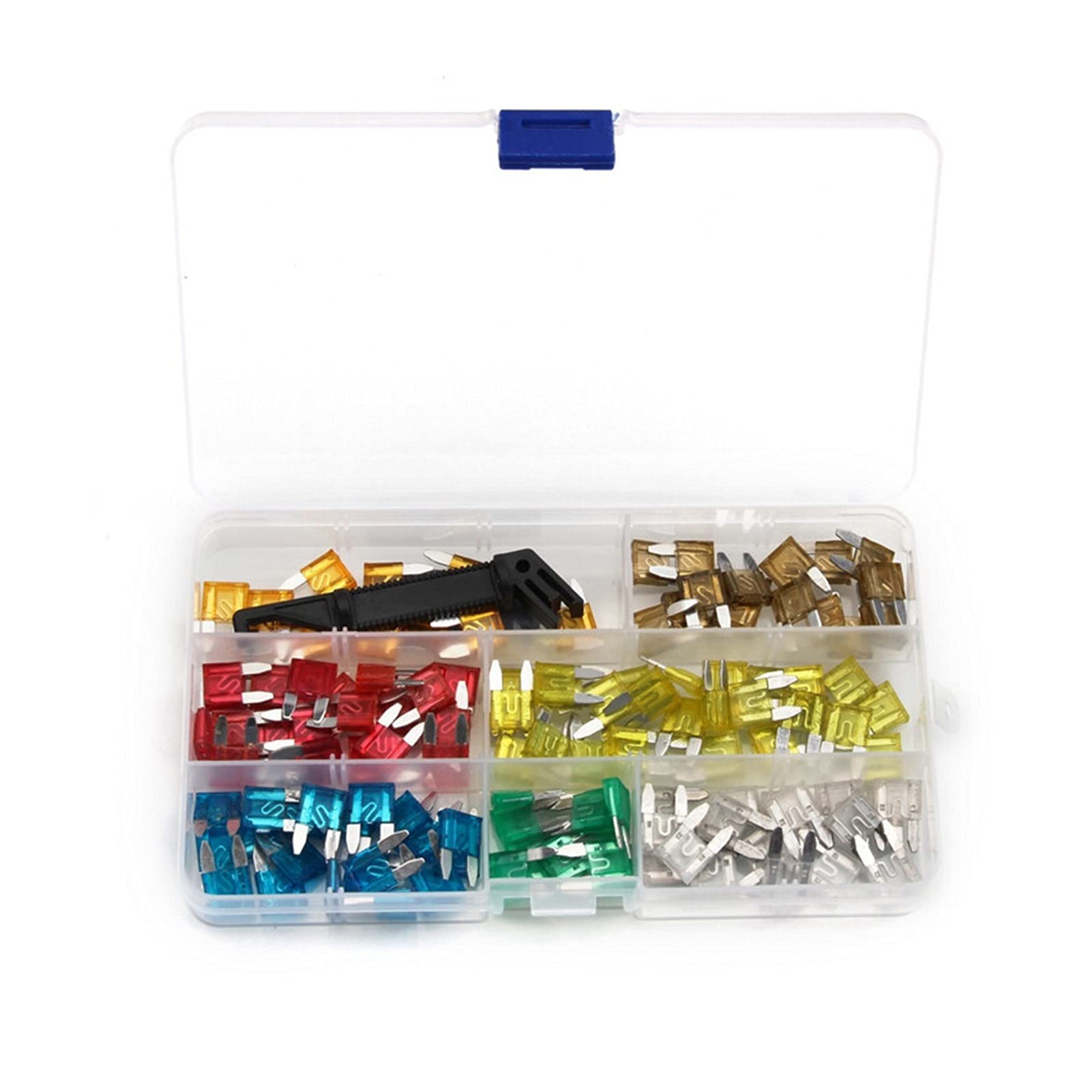 121pcs 7 Tailles Auto Fusible Lame 5-30AMP Moto Voiture Lame Fusible avec Clip Auto Standard Mini Fusible SUV Fusible Boîte Kit Assortiment
