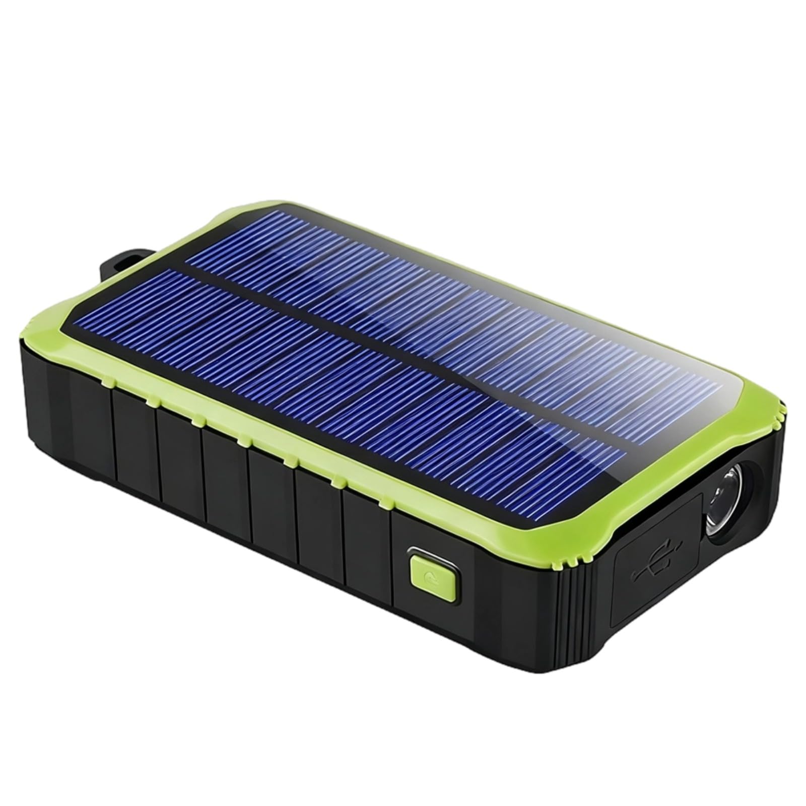 Caricatore a manovella solare verde, 12000 mAh, power bank portatile con doppia porta USB, fonte mobile di emergenza esterna, torcia a LED, staffa pieghevole, 14,5 x 7,9 cm