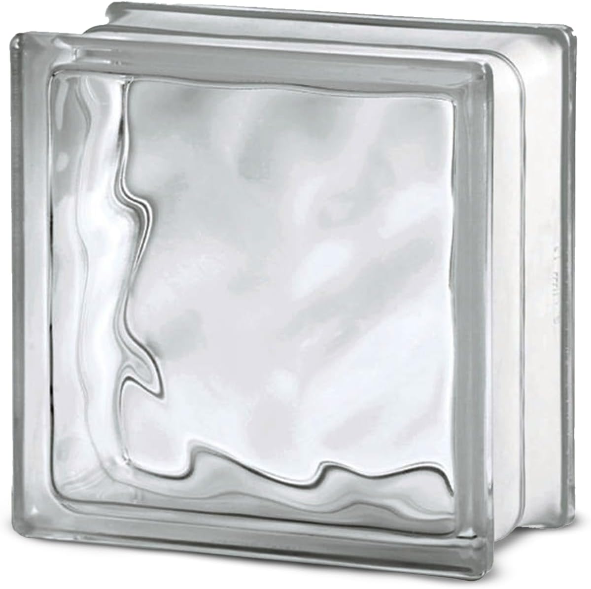 | 7.5x7.5x3 Basic Wave Glass Block | Decorative Glass Brick for Home Walls, Windows, Partitions & Modern Interior Decor