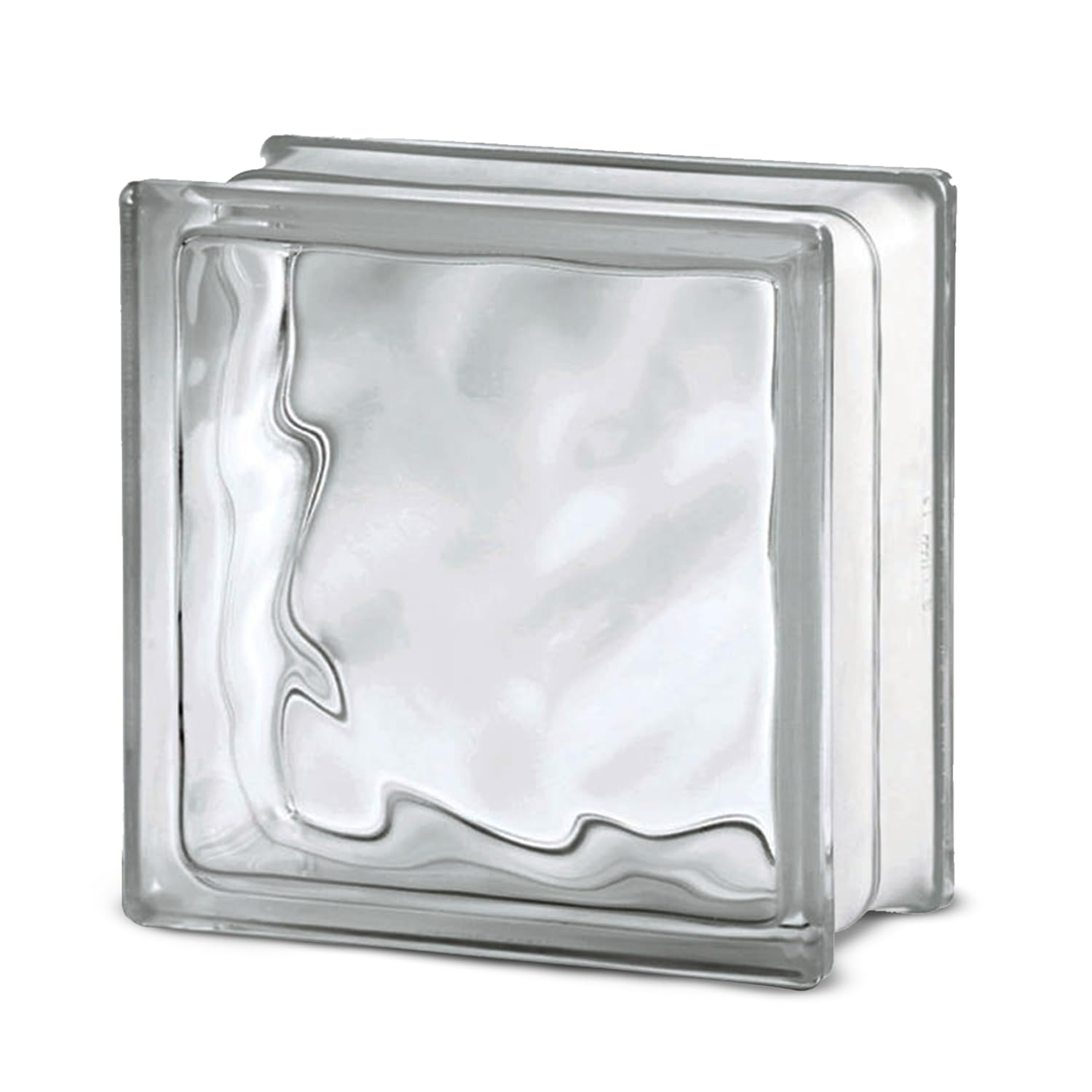 Quality Glass Block 7.5x7.5x3 Wave Clear Glass Block - Decorative Privacy Brick for Walls, Windows, Partitions & Modern Homes