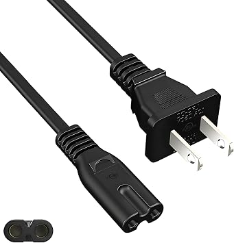 6Ft AC Power Cord for Sony PS5 PS4, Xbox One S/X, Xbox Series X/S, TV, Universal IEC C7 Figure 8 2 Prong Replacement Cable