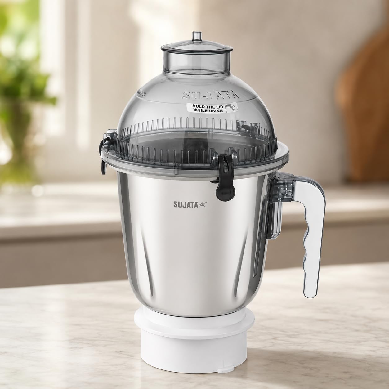 Sujataa Large Mixer Grinder Stainless Steel Jar for Wet Grinding & Blending, Silver