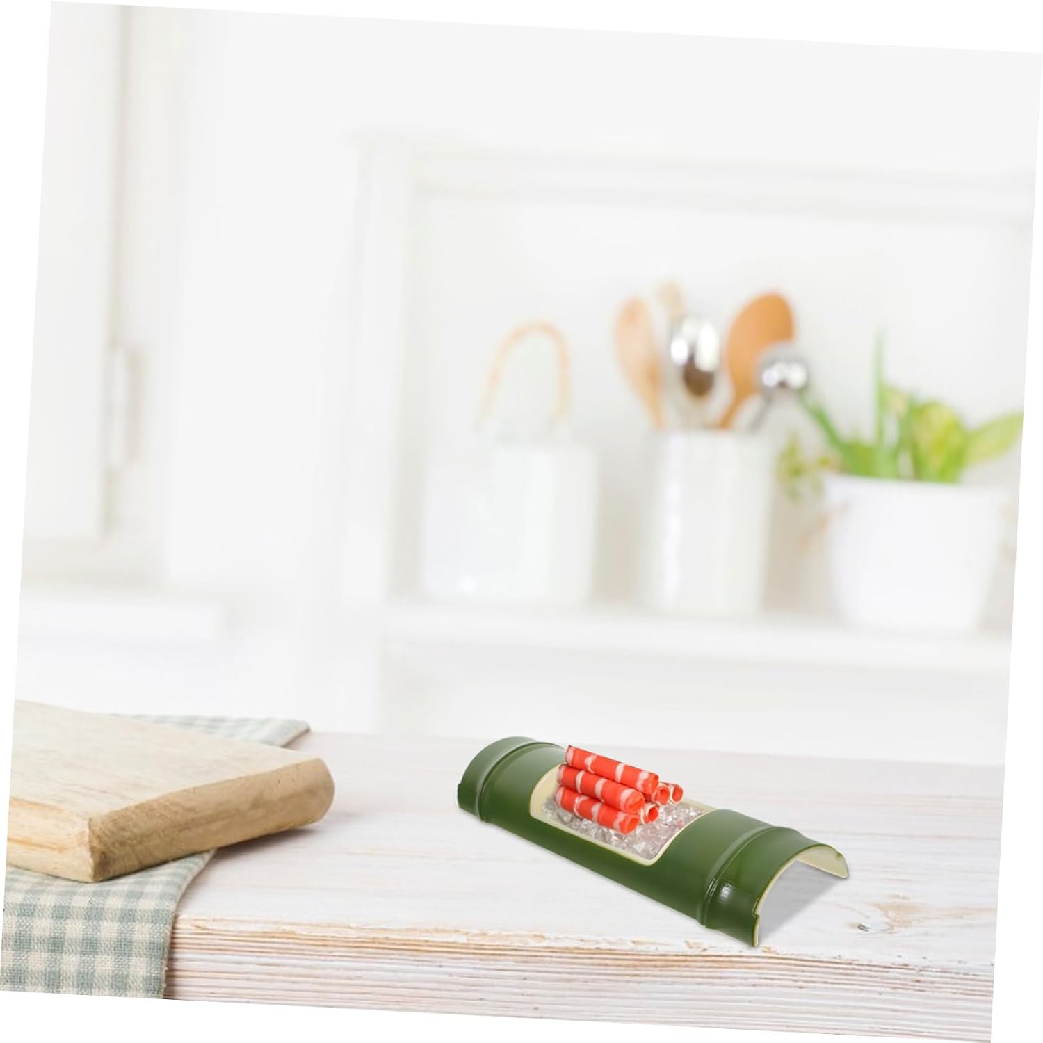 Bamboo Shape Sushi Serving Tray, Reusable ABS Food Plate